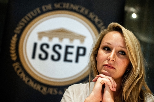 Marion Maréchal lors de la conférence de presse de présentation de l'ISSEP, à Lyon, le 22 juin 2018