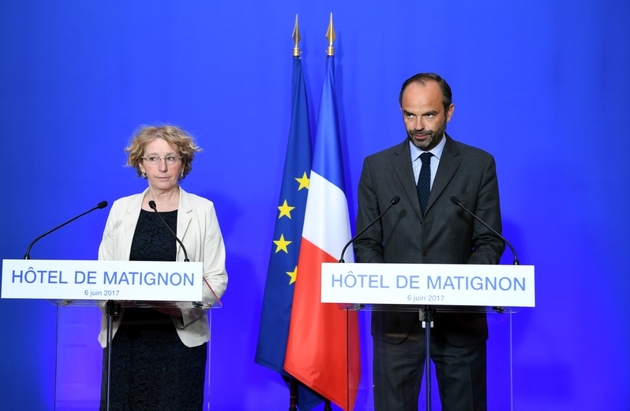 La ministre du Travail, Muriel Pénicaud, et le Premier ministre, Edouard Philippe, donnent une conférence de presse à Matignon le 6 juin 2017