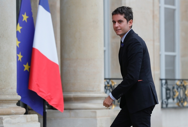 Le secrétaire d'Etat Gabriel Attal arrive à l'Elysée le 11 novembre 2019