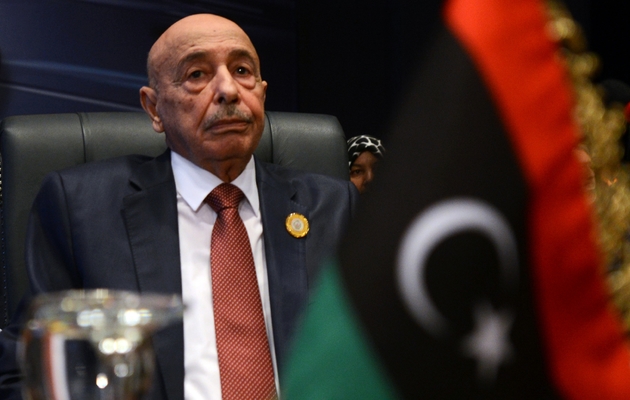 Le président de la Chambre des représentants libyens Aguila Salah Issa, le 29 mars 2015 à Charm el-Cheikh