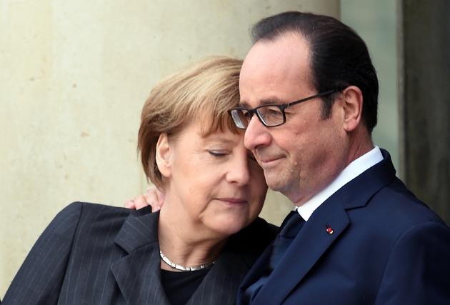 La chancelière allemande Angela Merkel et le président François Hollande, le 11 janvier 2015 à Paris