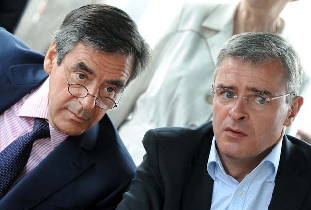 François Fillon et Marc Joulaud le maire de Sablé-sur-Sarthe à Sablé-sur-Sarthe le4 juin 2012