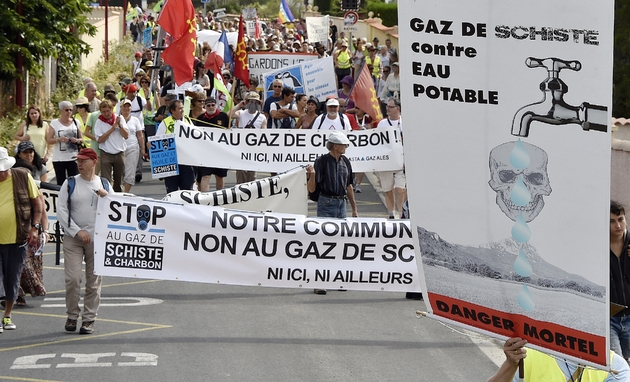 Manifestation contre le gaz de schiste le 28 juin 2014 à Argeliers, dans l'Aude