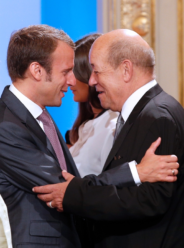 Emmanuel Macron et Jean-Yves Le Drian le 28 août 2014 à Paris