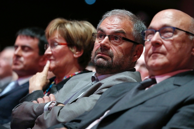 François Chérèque entre Nicole Notat et Michel Sapin le 5 novembre 2014 à Paris