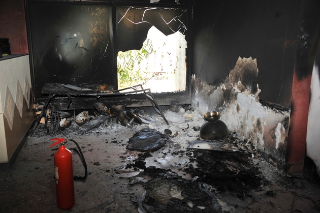 Une chambre de l'hôtel Radisson Blu de Bamako après  l'attentat jihadiste contre le 20 novembre 2015, qui avait fait 20 morts