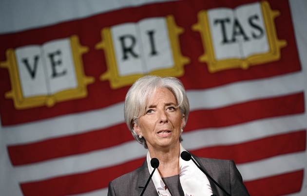 L'ex-ministre de l'Économie Christine Lagarde et patronne du FMI à Cambridge, le 23 mai 2012