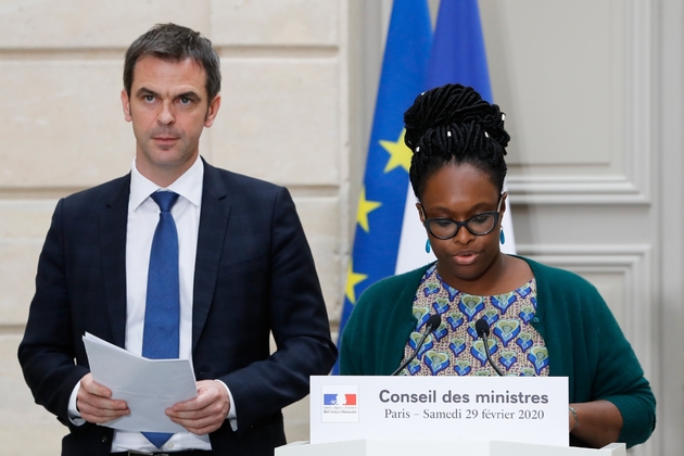 Olivier Véran et Sibeth Ndiaye font le point sur l'épidémie de Coronavirus, le 29 février 2020 à l'issue d'un Conseil des ministres exceptionnel