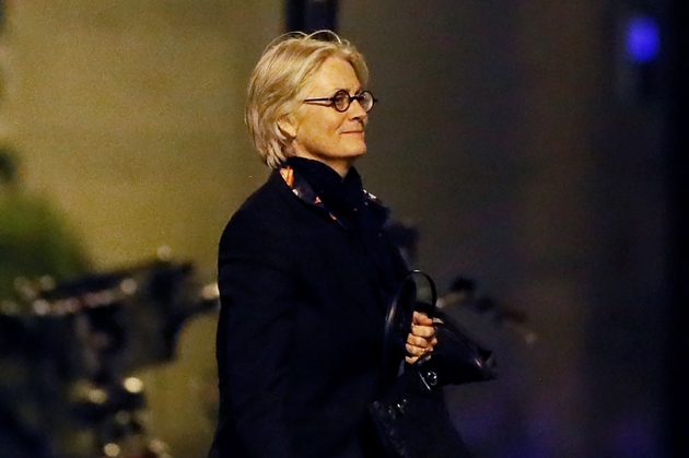 Penelope Fillon à son retour à son domicile à l'issue de son audition au pôle financier le 28 mars 2017 à Paris