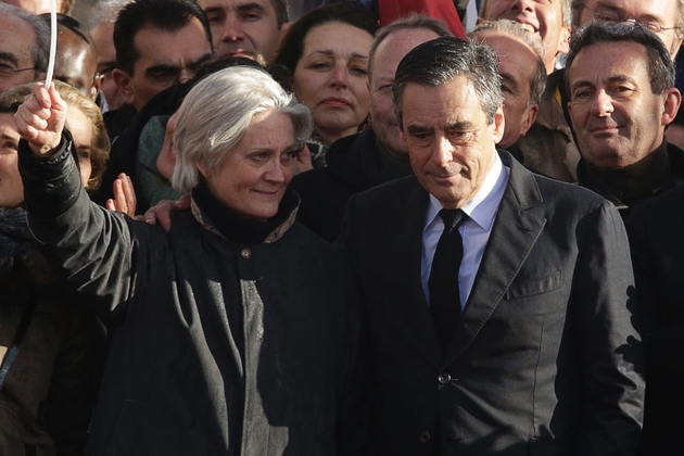 Penelope et François Fillon lors du rassemblement du Trocadéro le 5 mars 2017 à Paris