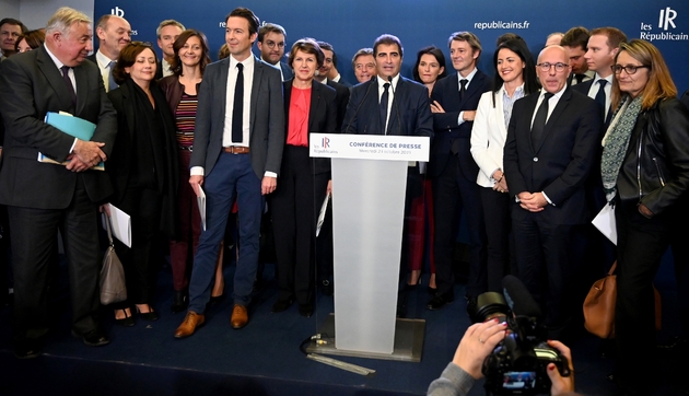 Christian Jacob lors de la présentation à la presse de la nouvelle direction des Républicains, le 23 octobre 2019 à Paris