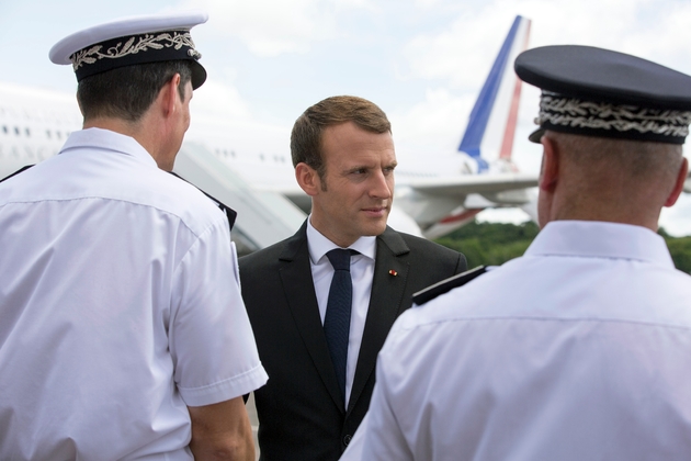 Emmanuel Macron arrive en Guyane, le 26 octobre 2017 à Cayenne
