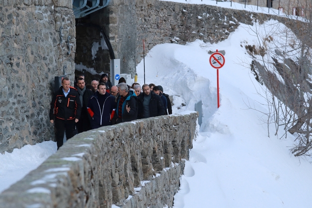 Visite présidentielle au glacier de la Mer de glace, près de Chamonix, le 13 février 2020