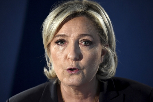 Marine Le Pen fait une déclaration sur le terrorisme à son QG de campagne le 21 avril 2017