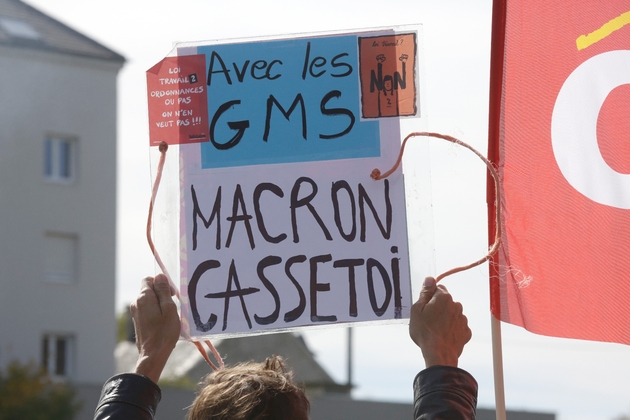Un employé de la GM&S de La Souterraine à Egletons, le 4 octobre 2017 