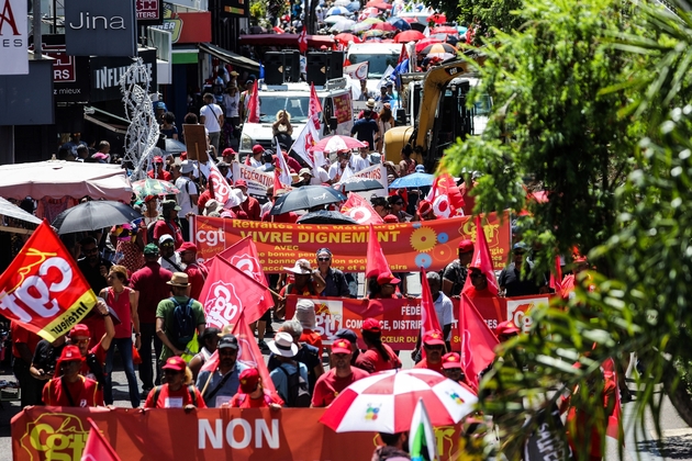 Manifestants à Saint-Denis de la Réunion, le 10 décembre 2019