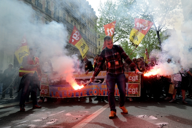 Manifestation à Marseille contre la politique du président Emmanuel Macron, le 14 avril 2018