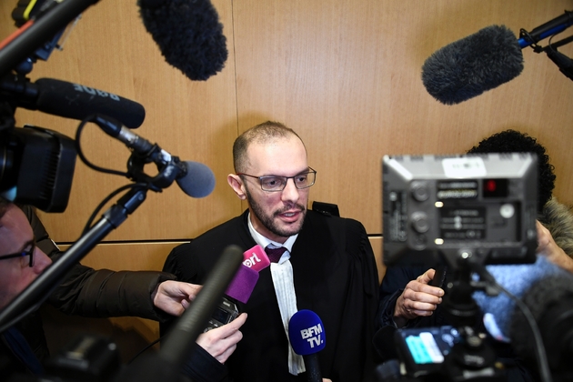 L'avocat d'Eric Drouet, Khéops Lara, fait une déclaration à la presse, le 15 février 2019 à Paris