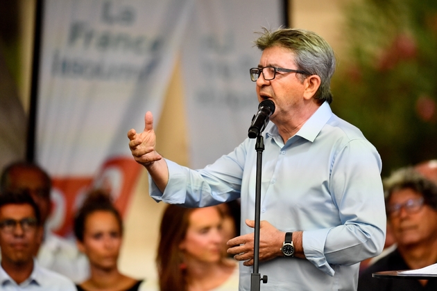 Le leader de La France Insoumise Jean-Luc Mélenchon lors de son discours de rentrée aux 