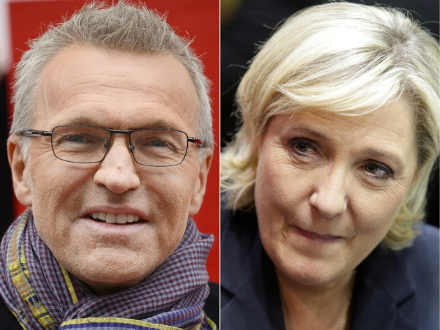 L'animateur de télévision Laurent Ruquier et la présidente du Rassemblement National Marine Le Pen