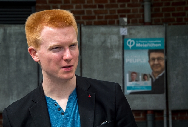 Adrien Quatennens, élu député de La France Insoumise, le 31 mai 2017 à Faches-Thumesnil