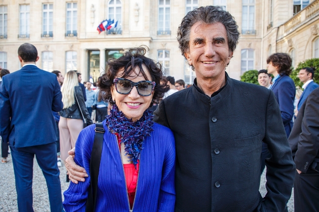 L'ancien ministre de la Culture Jack Lang et sa femme Monique Lang à l'Elysée pour la fête de la musique, le 21 juin 2018