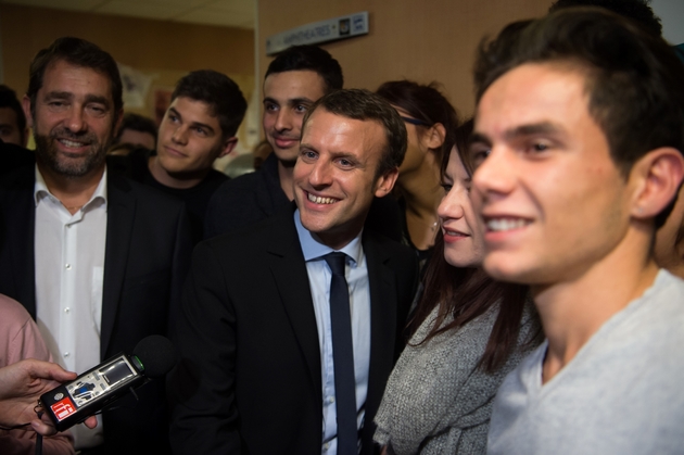 Christophe Castaner (G)  Emmanuel Macron le 17 novembre 2016 à Marseille