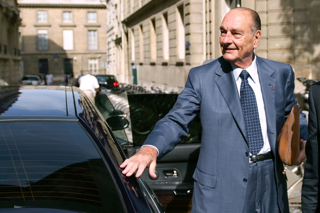 L'ex-président Chirac arrivant à son bureau le 1er septembre 2011, à Paris.  