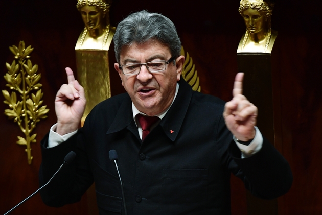 Jean-Luc Mélenchon, président du groupe parlementaire la France Insoumise, fait une déclaration après le discours du Premier ministre Edouard Philippe sur la politique générale, le 4 juillet 2017 à l'Assemblée nationale, à Paris