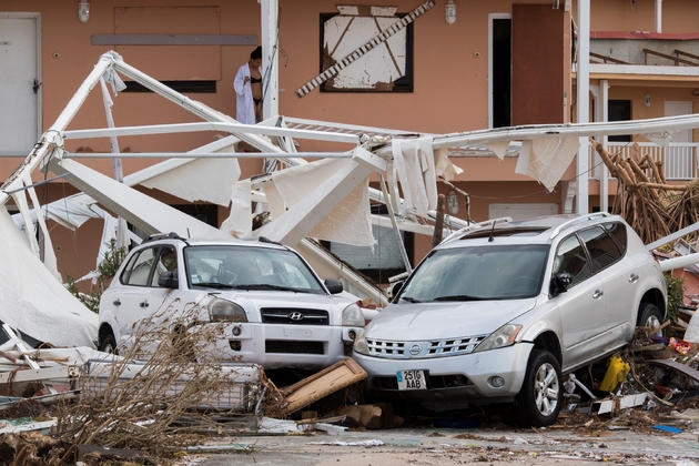 Dégâts causés par l'ouragan Irma, le 10 septembre 2017 à Marigot sur l'île de Saint-Martin