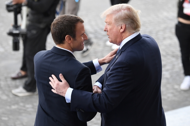 Le président Emmanuel Macron et son homologue américain Donald Trump au défilé du 14 juillet 2017 à Paris