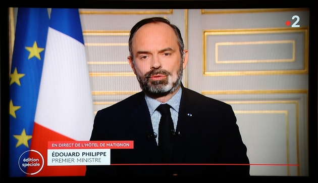 Edouard Philippe sur France 2, le 17 mars 2020 à Paris