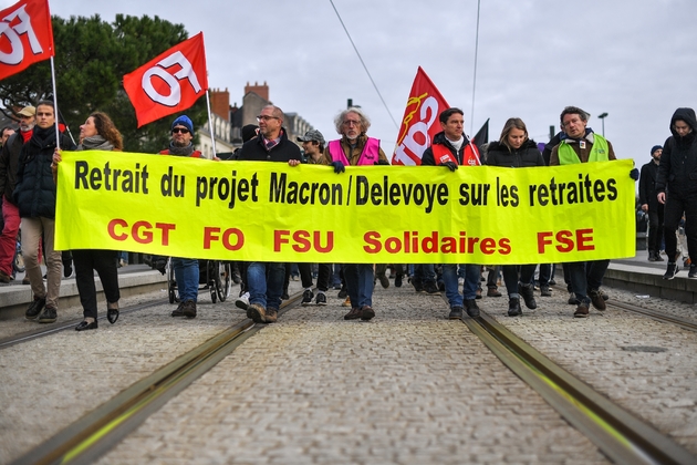Manifestation contre la réforme des retraites, le 11 janvier 2020 à Nantes (Loire-Atlantique)