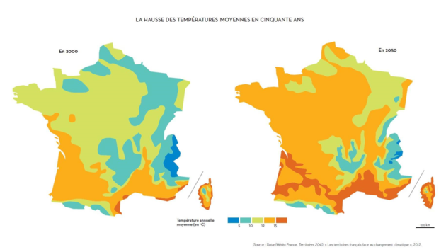 Carte d'augmentation des températures