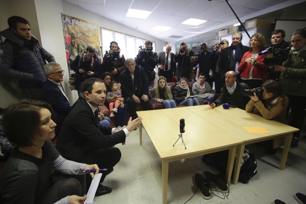 Benoît Hamon en campagne à Guéret, en FRance, le 9 février 2017