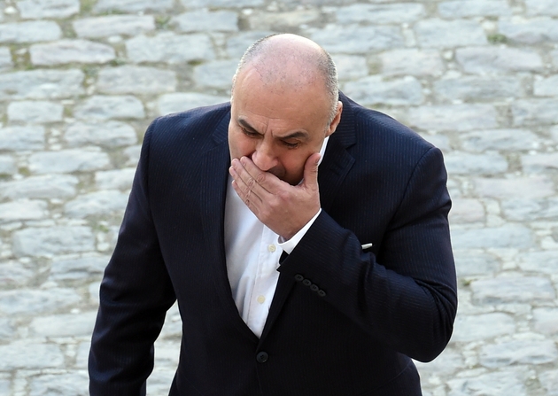 Serge Ayoub, ancien meneur des skinheads parisiens, à Amiens le 27 mars 2017