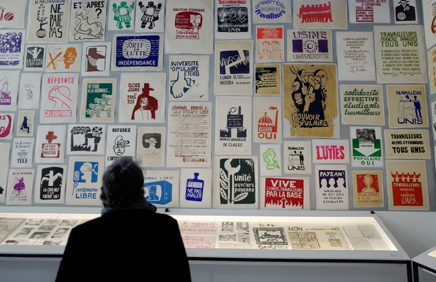 Mai 68 fut un fertile créateur de slogans mais aussi un grand générateur d'images: affiches, peintures, photographies, tracts sont exposées aux Beaux Arts à Paris