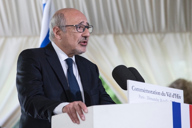 Francis Kalifat, le président du CRIF, lors d'une discours pour le 75e anniversaire de la rafle du  Vel d'Hiv, à Paris le 16 juillet 2017