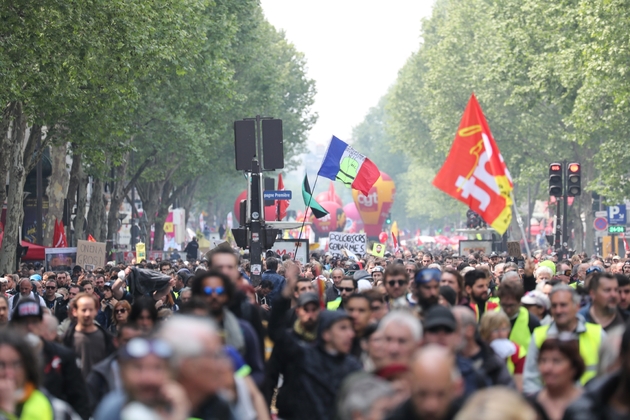 Défilé du 1er mai dans le quartier de Montparnasse, le 1er mai 2019 à Paris