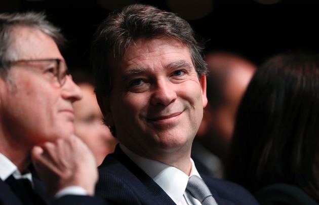 Vincent Peillon et Arnaud Montebourg lors de la convention d'investiture de Benoît Hamon le 5 février 2017 à Paris