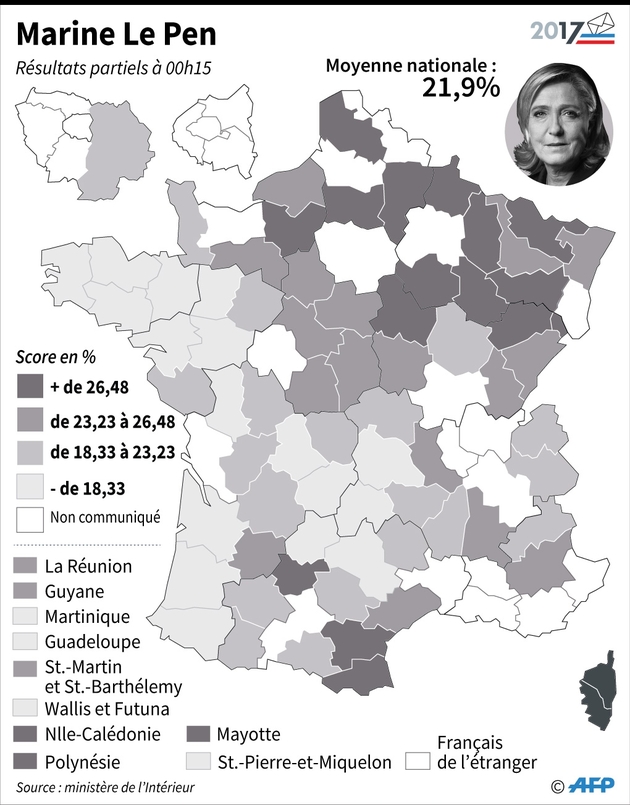 Marine Le Pen : score par département