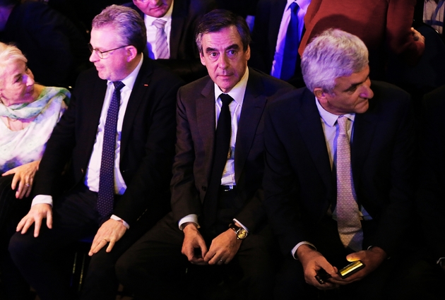 François Fillon et Hervé Morin lors d'un meeting le 16 mars 2017 à Caen