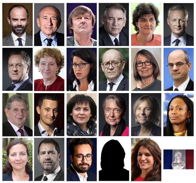 Montage de portraits des membres du gouyvernement réalisé& le 17 mai 2017