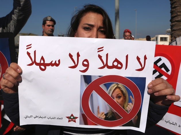 Une manifestation à Beyrouth, au Liban, contre la visite Marine Le Pen, le 21 février 2017 