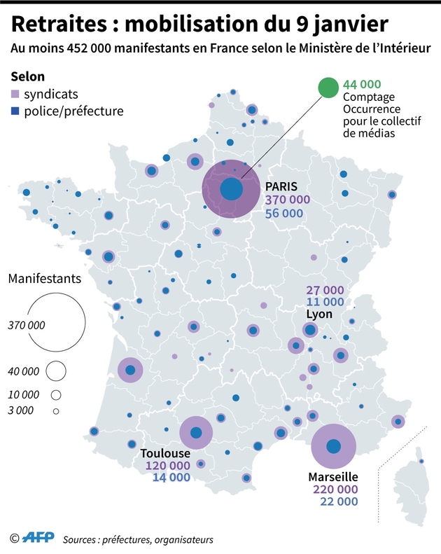Retraites : mobilisation du 9 janvier
