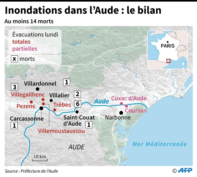 Les inondations meurtrières de la vallée de l'Aude