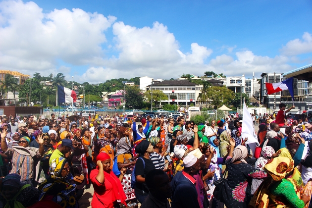 Manifestation sur la place de la République de Mamoudzou, le 13 mars 2018