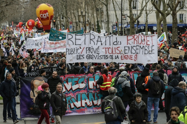 Manifestation contre la réforme des retraites, le 29 janvier 2020 à Paris