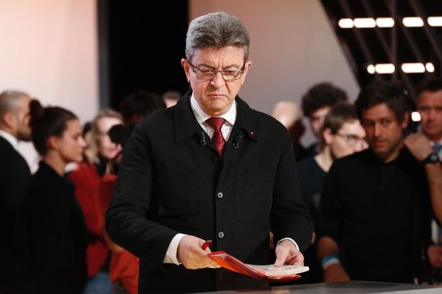 Jean-Luc Melenchon avant le débat TV sur TF1 le 20 mars 2017 à Aubervilliers