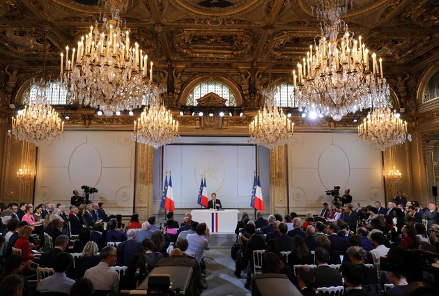 Emmanuel Macron lors de sa conférence de presse à l'Elysée, le 25 avril 2019